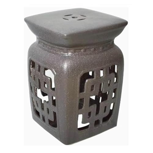 EKDJSN Keramik Gartenhocker, Glasierter Handbemalter Hocker, Ausgehöhlter Perforierter Gartenhocker, Dekorativer Mehrzweck-Gartenhocker, Schminkhocker, Beistelltisch(Gray) von EKDJSN