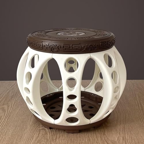 EKDJSN Keramik-Gartenhocker, gartenhocker Porzellan, glasierter Keramik-Trommelhocker mit kargem Blumen- und Vogeldesign, perfekt for Wohnzimmer, Balkon(Wit,30x31cm) von EKDJSN