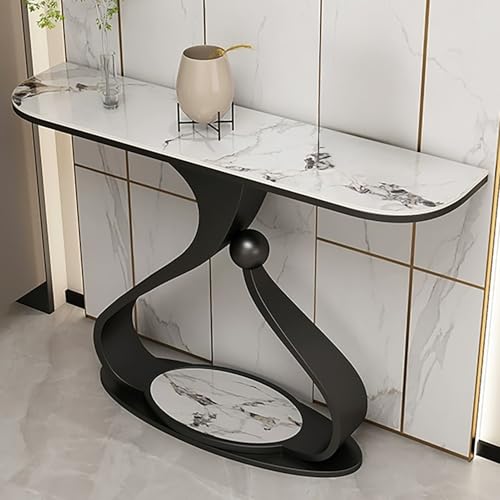 EKDJSN Konsolentisch, Beistelltisch Eingangstisch, Schiefer Sofatisch, Flurtisch mit Stauraum, Moderner Foyertisch, Metallfuß, für Wohnzimmer, Eingang(Black A,150cm/59in) von EKDJSN
