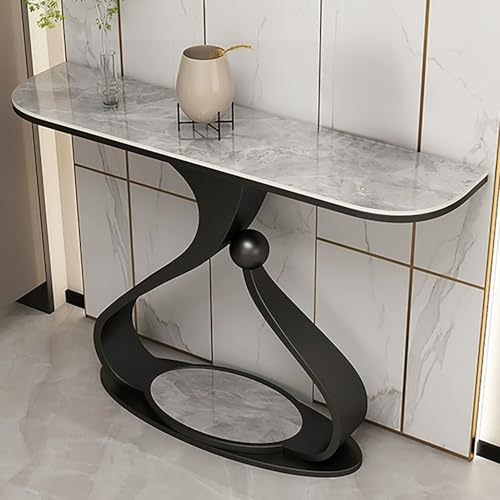 EKDJSN Konsolentisch, Beistelltisch Eingangstisch, Schiefer Sofatisch, Flurtisch mit Stauraum, Moderner Foyertisch, Metallfuß, für Wohnzimmer, Eingang(Black B,150cm/59in) von EKDJSN