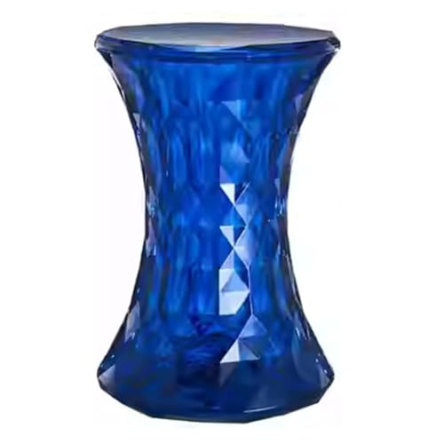 EKDJSN Transparenter Ankleidehocker, Moderner Einfacher Badezimmerhocker for Den Haushalt, Multifunktionaler Hocker, Außenhocker, Runder Kristallhocker(Blauw) von EKDJSN