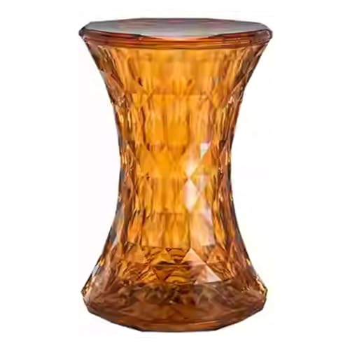 EKDJSN Transparenter Ankleidehocker, Moderner Einfacher Badezimmerhocker for Den Haushalt, Multifunktionaler Hocker, Außenhocker, Runder Kristallhocker(Orange) von EKDJSN