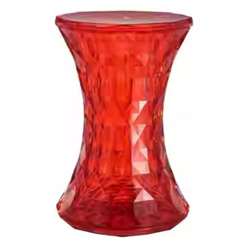 EKDJSN Transparenter Ankleidehocker, Moderner Einfacher Badezimmerhocker for Den Haushalt, Multifunktionaler Hocker, Außenhocker, Runder Kristallhocker(Rosso) von EKDJSN