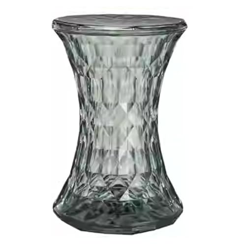 EKDJSN Transparenter Ankleidehocker, Moderner Einfacher Badezimmerhocker for Den Haushalt, Multifunktionaler Hocker, Außenhocker, Runder Kristallhocker(Smoke Gray) von EKDJSN