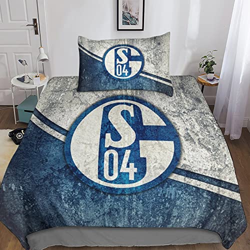 EKENOZ Schalke Bettwäsche Set Bettbezug 3D Bedruckte Betten Für Kinder Jungen Mädchen Thema Raumdekor Kuschelig 3 Teilig Sets Single（135x200cm） von EKENOZ