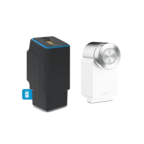 EKEY UNO 200222 Fingerprint mit Akku inkl. Nuki Smart Lock 3.0 Pro weiß, Akkubetriebenes Nachrüst-Set für alle gängigen Türen, schwarz von EKEY UNO