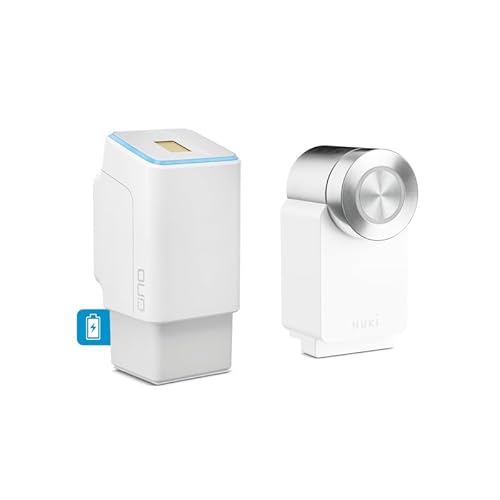 EKEY UNO 200302 Akku inkl. Nuki Smart Lock Pro (4. Generation) Akkubetriebenes Nachrüst-Set für alle gängigen Türen, Weißer Fingerprint von EKEY UNO