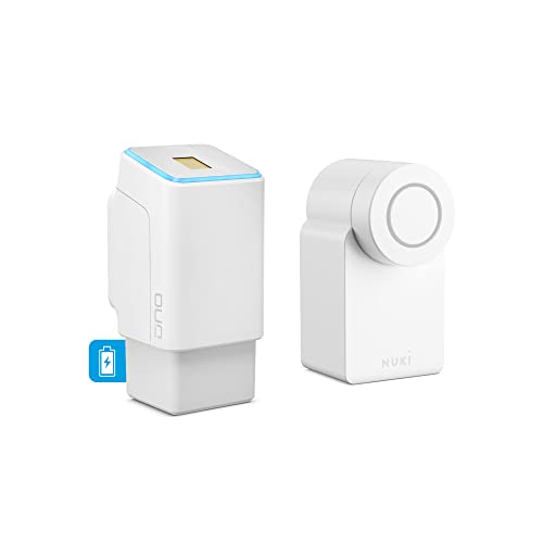 EKEY UNO 200304 Akku inkl. Nuki Smart Lock (4. Generation) Akkubetriebenes Nachrüst-Set für alle gängigen Türen, Weißer Fingerprint von EKEY UNO