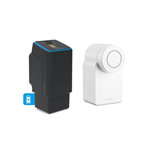 EKEY UNO 200324 Akku inkl. Nuki Smart Lock (4. Generation) weiß Akkubetriebenes Nachrüst-Set für alle gängigen Türen, Schwarzer Fingerprint von EKEY UNO