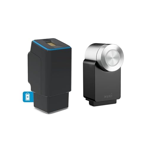 EKEY UNO 200328 Akku inkl. Nuki Smart Lock Pro (4. Generation) Akkubetriebenes Nachrüst-Set für alle gängigen Türen, Schwarzer Fingerprint von EKEY UNO