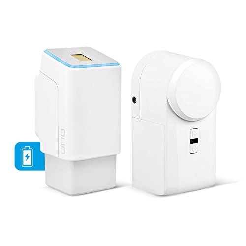 EKEY UNO 200004 Fingerprint mit Akku inkl. eqiva Bluetooth® Smart Türschlossantrieb, Akkubetriebenes Nachrüst-Set für alle gängigen Türen, weiß von EKEY UNO