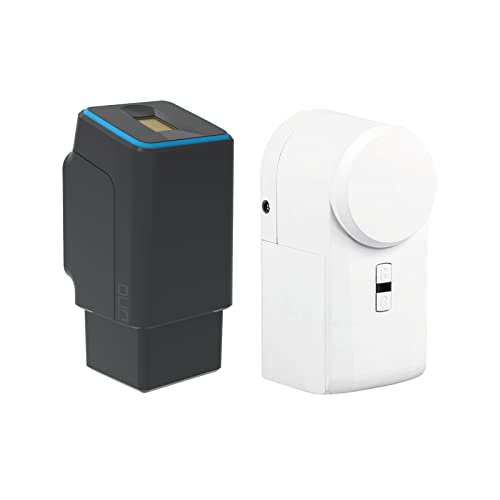 EKEY UNO 200024 Fingerprint mit Akku inkl. eqiva BLUETOOTH® Smart Türschlossantrieb, Akkubetriebenes Nachrüst-Set für alle gängigen Türen, schwarz von EKEY UNO