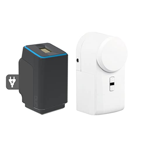 EKEY UNO 200023 Fingerprint inkl. eqiva BLUETOOTH® Smart Türschlossantrieb, Netzversorgtes Nachrüst-Set für alle gängigen Türen, schwarz von EKEY UNO