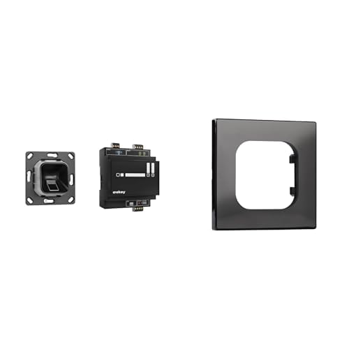 ekey xLine Fingerprintset für Unterputzmontage, ohne Rahmen, schwarz + ekey xLine Rahmen-Adapter, für Jung LS 990 Schalterprogramm, schwarz von EKEY