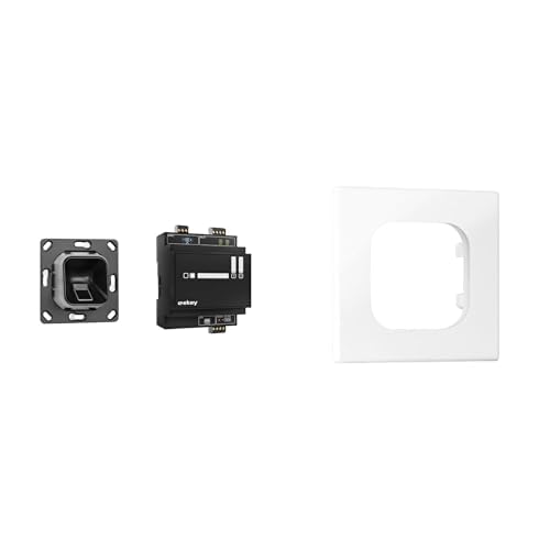 ekey xLine Fingerprintset für Unterputzmontage, ohne Rahmen, schwarz + ekey xLine Rahmen-Adapter, für Jung LS 990 Schalterprogramm, weiß von EKEY