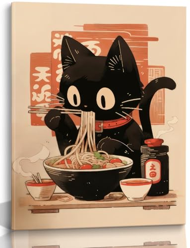 EKEYR Niedliche, lustige schwarze Katzen-Poster, Ramen-Nudeln, Wandkunst, japanische schwarze Katze, Poster, japanische Lebensmittel, Tokio, Kunstdrucke, Küche, Esszimmer, Wandkunst, Katzenliebhaber, EKEYR Niedliche, lustige schwarze Katzen-Poster, Ramen-Nudeln, Wandkunst, japanische schwarze Katze, Poster, japanische Lebensmittel, Tokio, Kunstdrucke, Küche, Esszimmer, Wandkunst, Katzenliebhaber, von EKEYR