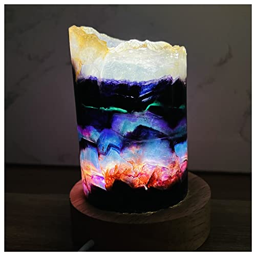 EKFBQBGW Raumdekoration Edelsteine ​​und Kristalle natürliche Fluorit-Licht-Lampen-Dekorations-Raum-Schmuck-Paar-romantische Stein-Lampe (Color : No.10) von EKFBQBGW
