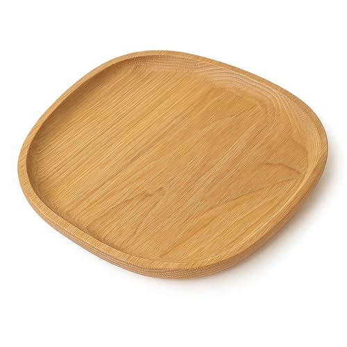 EKFJAELL dekorative Holzschale perfekt zum Servieren, Dekorieren und Präsentieren - Deko Tablett, Tischdeko Holz, Servierplatte Holz, Serviertablett (Eiche, 160x150x15 mm) von EKFJAELL