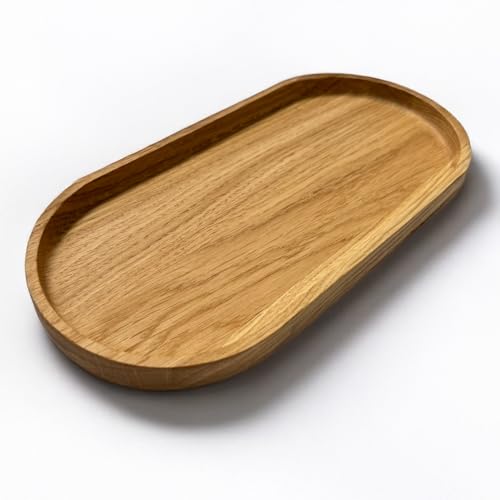 EKFJAELL dekoratives Holztablett, perfekt zum Servieren, Dekorieren und Präsentieren - Deko Tablett länglich, Tischdeko Holz, Servierplatte Holz, Serviertablett Holz (Eiche, 250x120x15 mm) von EKFJAELL