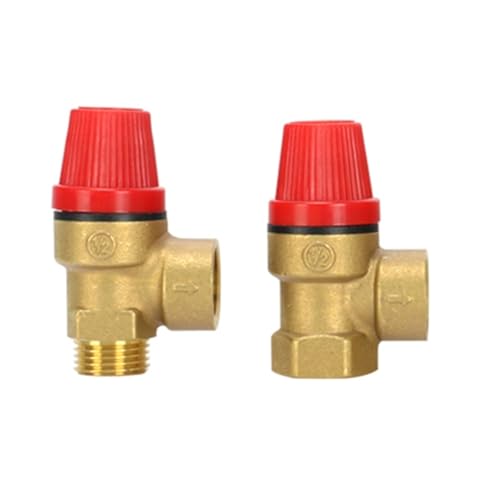 EKHNMTCM Messing-Sicherheitsventil, Ablass-Entlastungsschalter for Solarwarmwasserbereiter, Innen- und Außendraht, Messing-Sicherheitsventil 1/2 Zoll, 3/4 Zoll(1/2",Male Female_2BAR) von EKHNMTCM