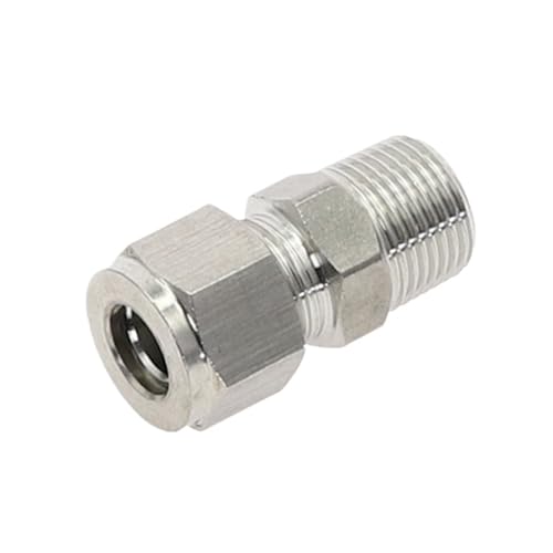 EKHNMTCM SS 304 Edelstahl Doppel Ferrule Kompression Stecker 6mm 8mm 10mm 12mm Rohr zu 1/8 "1/4" 3/8 "1/2" männlichen Rohr Fitting(12mm OD Tube,3/8") von EKHNMTCM