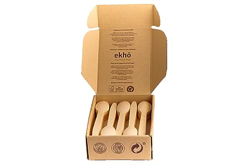 ekho The Wood Way! –Einwegbesteck Holz | 100 Löffel aus nachhaltigem Holz | Camping Besteck kompostierbar und Biodegradierbar | Holzbesteck Set to go von EKHO THE WOOD WAY
