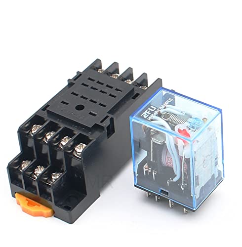 5PCS Zeitrelais MY4 12V 24V 110V / 220V Spule 5A 4NO 4NC Grüne LED-Anzeige Leistungsrelais DIN-Schiene 14-poliges Relais mit Sockelsockel (Color : DC, Size : 12V) von EKHOU