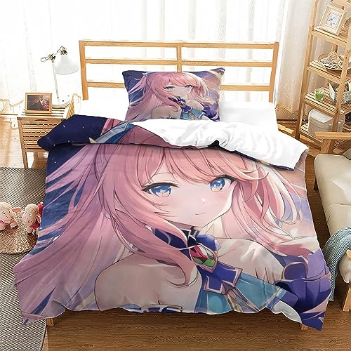 EKIDAZ AI Anime Girls 3D Bettwäsche Set Drucken Sexy Betten Set Jugendliche Bettbezug Mit Mikrofaser Reißverschluss Schließung Kopfkissenbezug Weich Haltbar Atmungsaktive Single（135x200cm） von EKIDAZ