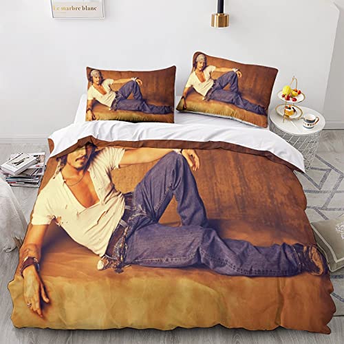 EKIDAZ Johnny Depp 3D Drucken Bedding Stern Bettwäsche Set Mit Motiv Mit Reißverschluss Und Kissenbezüge 3-teiliges Set Geeignet Für Jugendliche Und Erwachsene Double（200x200cm） von EKIDAZ