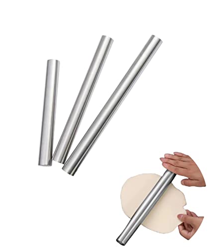 25cm/30cm Teigroller Edelstahl Nudelholz - Metall Teigroller Anti-Rost Nudelholz Perfekt Backzubehör für Fondant, Pizza, Kuchen, Nudelteig und Mürbeteig (30cm) von EKKJNQ