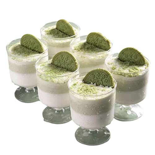 EKKJNQ 50 Stück Kunststoff-Dessertbecher, runde Dessertbecher, klare Aperitifbecher für Geburtstagsfeiern, Hochzeiten, Desserts, Pudding, Mousse, Cocktails, Eiscreme usw. (150ml) von EKKJNQ