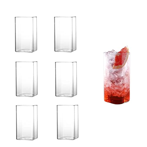 EKKJNQ 6PCS trinkgläser set，gläser set,kaffee gläser，cocktailgläser,cocktail gläserGeeignet für die Verwendung in einer Vielzahl von Kaffee, Milch, Milchtee, Früchtetee, Saft (Quadratisch,S) von EKKJNQ