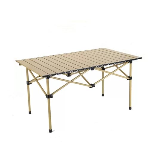 EKKJNQ Klapptisch und Stühle – Schwarz/Khaki, perfekt für Camping, Kabinen, Arbeitszimmer, Büro und mehr (in Mehreren Größen erhältlich) (Khaki,120cmTable+6 Chair) von EKKJNQ