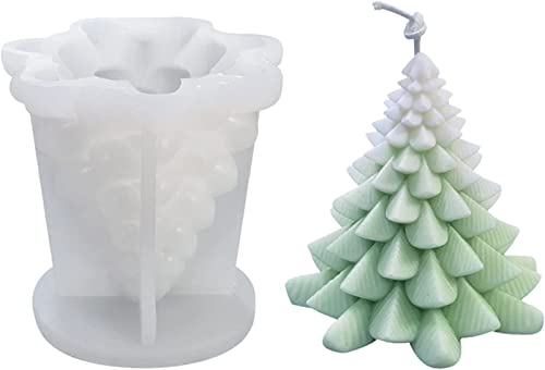 EKKJNQ Weihnachtskerzenform, 3D Weihnachtskuchenmann und Kiefernbaum, Kürbis, Silikonform handgemachte Wachskerze Form DIY Handwerk Harz Form Familie Party Dekoration (Kiefer) von EKKJNQ