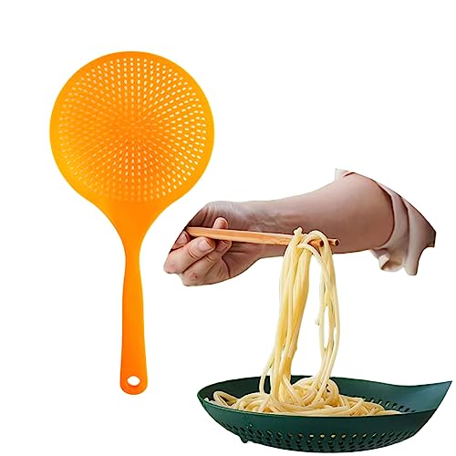 Küchenschöpflöffel mit Schlitzen, groß, hitzebeständig, antihaftbeschichtet, zum Abtropfen，Multifunktionaler Spaghetti Servierlöffel/Salat Schlitzlöffel (Orange) von EKKJNQ