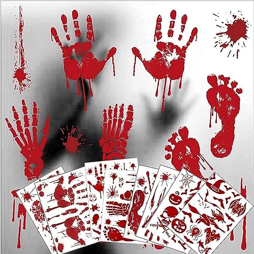 8 Blätter Halloween Fensteraufkleber, Halloween Selbstklebende horror sticker, Halloween Dekoration Aufkleber Set mit Gespenster, Kürbis, Fledermäuse für Halloween Party, Spukhaus (8 Pcs) von EKKONG