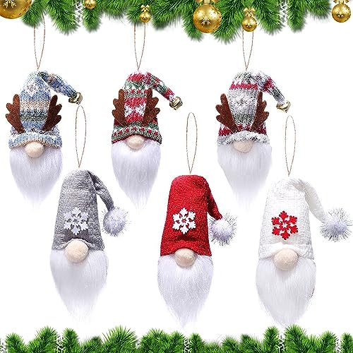 EKKONG 6 Stück Kleiner Plüsch Wichtel Gnom Weihnachtsdeko, Weihnachtswichtel zum Aufhängen Weihnachtszwerge, Skandinavische Weihnachtsmann Elf Plüschtiere, Hängende Weihnachtsmann Weihnachtsdeko von EKKONG