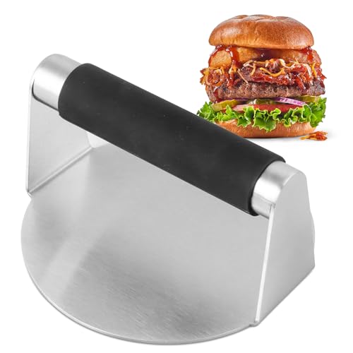 Burgerpresse, 5,5 Zoll Round Edelstahl Smash Burger Press, Professionelles Edelstahl Burgerpresse Grillzubehör für Flat Top Grill, Hamburgerpresse und Squeeze Grease, Spülmaschine Möglich (Rund) von EKKONG