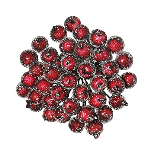 EKKONG Künstliche Rote Beeren, Mini Rot Holly Beeren, Gefrostete Beeren, Beeren Deko für Weihnachten Dekoration (Dunkelrot, 400pcs) von EKKONG