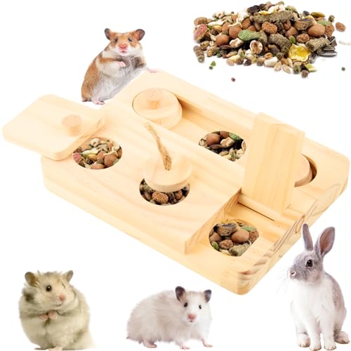 EKKONG Meerschweinchen Spielzeug, Kleintierspielzeug, Hamster Spielzeug aus Holz, 6 In 1 Holzspielzeug Zur Futtersuche, für Hamster Meerschweinchen Chinchillas Rennmäuse Zwerghamster von EKKONG