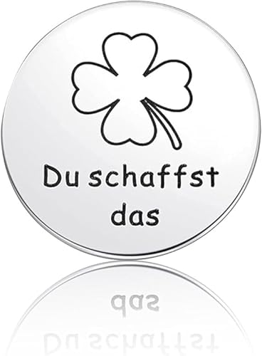 Kleine Glücksbringer, Du Schaffst Das Glücksbringer prüfung, Doppelseitiger Klee aus Edelstahl Glücksbringer, Glücksrunde Münze, Motivationsgeschenke für Männer, Frauen, Familie und Freunde (Silber) von EKKONG