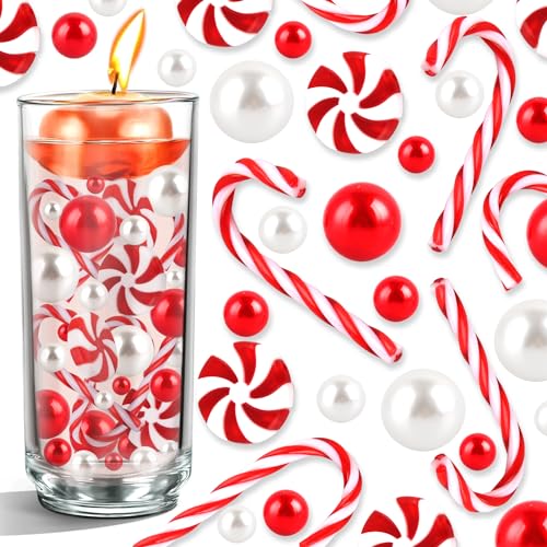 Zuckerstangen Weihnachtsperle 106 Stücke, Weihnachtsperle Für Vasenfüller, Wasserperlen für Pflanzen Christmas Candle, Schwebende Kerzen, Floating Candles, Plastic Christmas Vase Fille (Rot-Weiß) Zuckerstangen Weihnachtsperle 106 Stücke, Weihnachtsperle Für Vasenfüller, Wasserperlen für Pflanzen Christmas Candle, Schwebende Kerzen, Floating Candles, Plastic Christmas Vase Fille (Rot-Weiß) von EKKONG