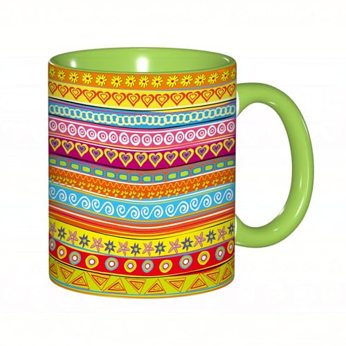 EKLMPS Becher aus Keramik, Ideal als Geschenk, Hochwertiger Aufdruck, Tasse mit Motiv, Tee Becher, Coffee Cup, 330ml,Gestreifter und floraler Musterhintergrund EKLMPS Becher aus Keramik, Ideal als Geschenk, Hochwertiger Aufdruck, Tasse mit Motiv, Tee Becher, Coffee Cup, 330ml,Gestreifter und floraler Musterhintergrund von EKLMPS