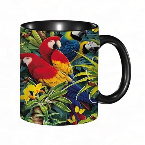 EKLMPS Becher aus Keramik, Ideal als Geschenk, Hochwertiger Aufdruck, Tasse mit Motiv, Tee Becher, Coffee Cup, 330ml,Papageien EKLMPS Becher aus Keramik, Ideal als Geschenk, Hochwertiger Aufdruck, Tasse mit Motiv, Tee Becher, Coffee Cup, 330ml,Papageien von EKLMPS