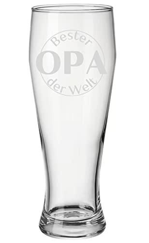 Bierglas 500ml mit Gravur Bester Opa der Welt - Geschenkidee Papa - Weizenbierglas - Geburtstagsgeschenk - Großvater - Bier - Vatertag Geschenk (Bester Opa Bier) von EKM Living