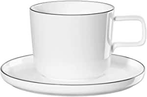 EKM Living ASA Kaffetasse oco ligne noire OCOLIGNE 0,2l 2029113 ! Vorteilsset beinhaltet 4 x den genannten Artikel und Set mit 4 Edelstahl Strohhalme von EKM Living