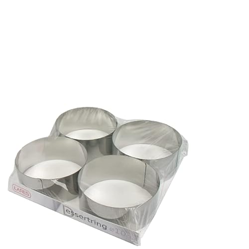 EKM Living ELares Dessertring/Tortenring mit Ausdrückhilfe - 4er Set - Durchmesser: ca. 10cm, Höhe: ca. 4,5cm - aus Edelstahl - Made in Germany + Gratis 4er Set Edelstahl Trinkhalme von EKM Living