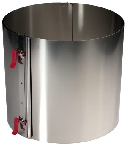 EKM Living Lares Kuchen-/ Tortenring Höhe 20cm Ø 18-30cm - mit Klemmhebel - verstellbar mit Skala - extra hoch + Gratis 4er Set Edelstahl Trinkhalme (20 cm) von EKM Living