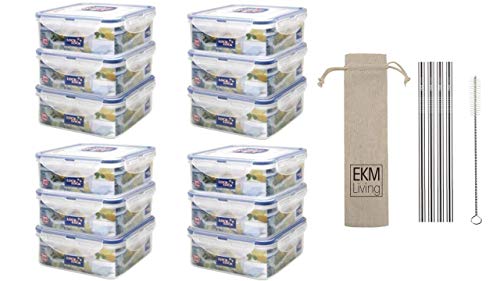 EKM Living Lock & Lock 12er Set HPL823 Multifunktionsbox 870ml, Frischhaltebox, Vorratsdose + Gratis 4er Set Edelstahl Trinkhalme - Vorteilsset EKM Living Lock & Lock 12er Set HPL823 Multifunktionsbox 870ml, Frischhaltebox, Vorratsdose + Gratis 4er Set Edelstahl Trinkhalme - Vorteilsset von EKM Living