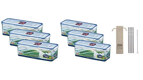 EKM Living Lock & Lock 6er Set HPL844 Multifunktionsbox mit Ablaufgitter 2000ml, Frischhaltebox, Vorratsdose + Gratis 4er Set Edelstahl Trinkhalme - Vorteilsset EKM Living Lock & Lock 6er Set HPL844 Multifunktionsbox mit Ablaufgitter 2000ml, Frischhaltebox, Vorratsdose + Gratis 4er Set Edelstahl Trinkhalme - Vorteilsset von EKM Living